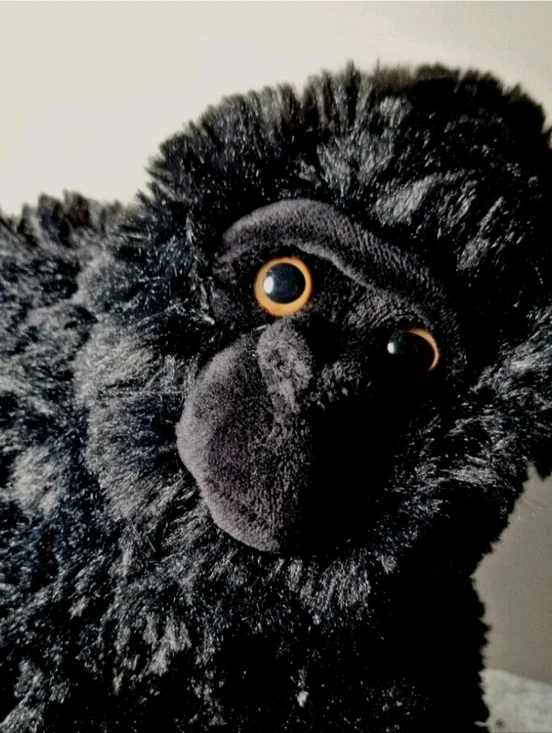 Vintage Black Gorilla Plush Ape Monkey Realistic, 8" Stuffed Toy - Picture 7 of 11